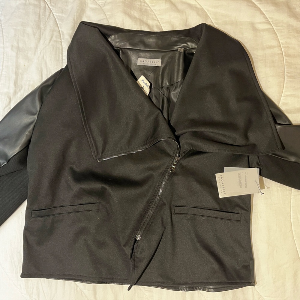 NWT Mixed media asymmetrical moto jacket
